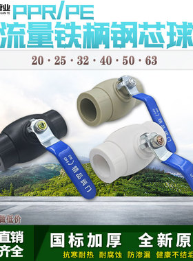 加厚大流量PPR钢芯铁手柄球阀 PE黑色水管铁柄热熔球阀 PPR开关阀