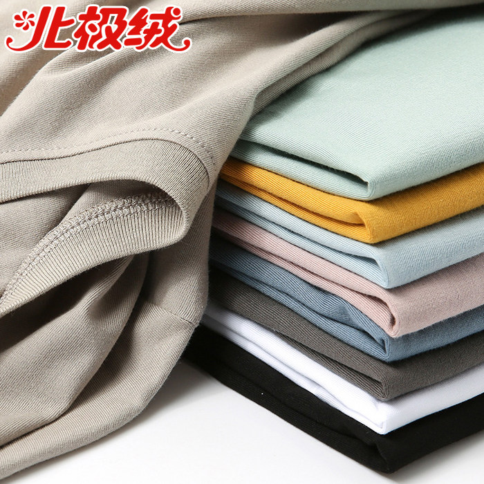 北极绒白色T恤男纯棉半袖新款圆领短袖宽松衣服夏季潮流情侣体恤