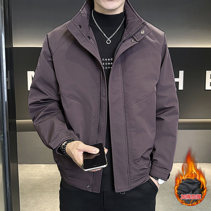 立领防风抗皱保暖棉服宽松外套