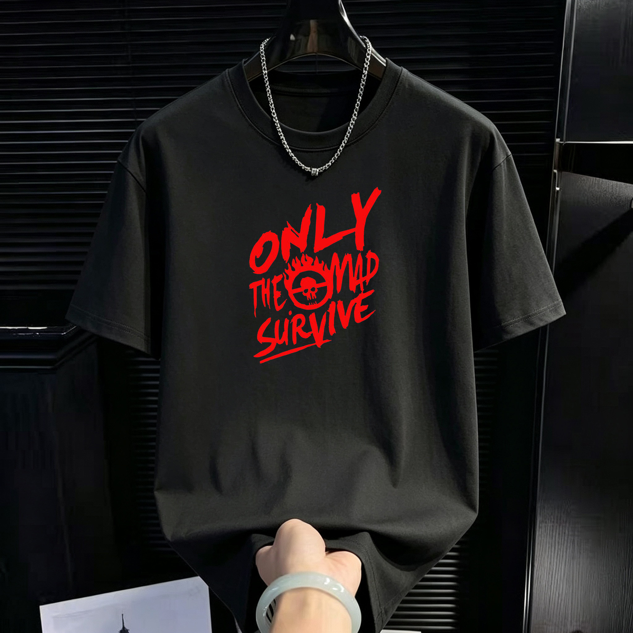 国潮字母印花纯棉短袖T恤男