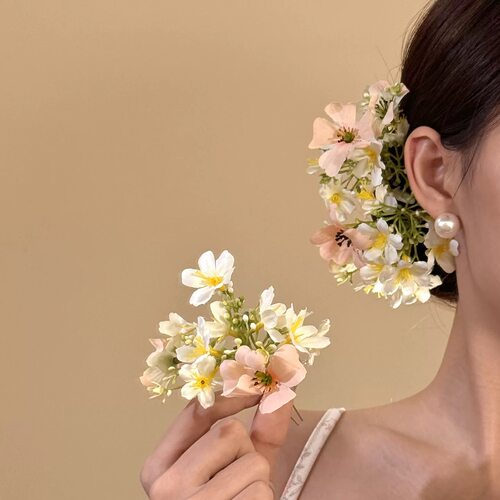 「晴花一白」2026新款氛围感仿真花朵发簪旗袍头饰头花发钗发饰女
