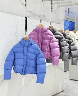 25新款女时尚泡芙短款羽绒服B250243102明星同款1999