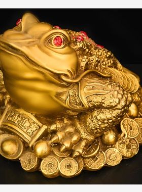 黄铜三足金蝉金钱蟾蜍聚宝盆