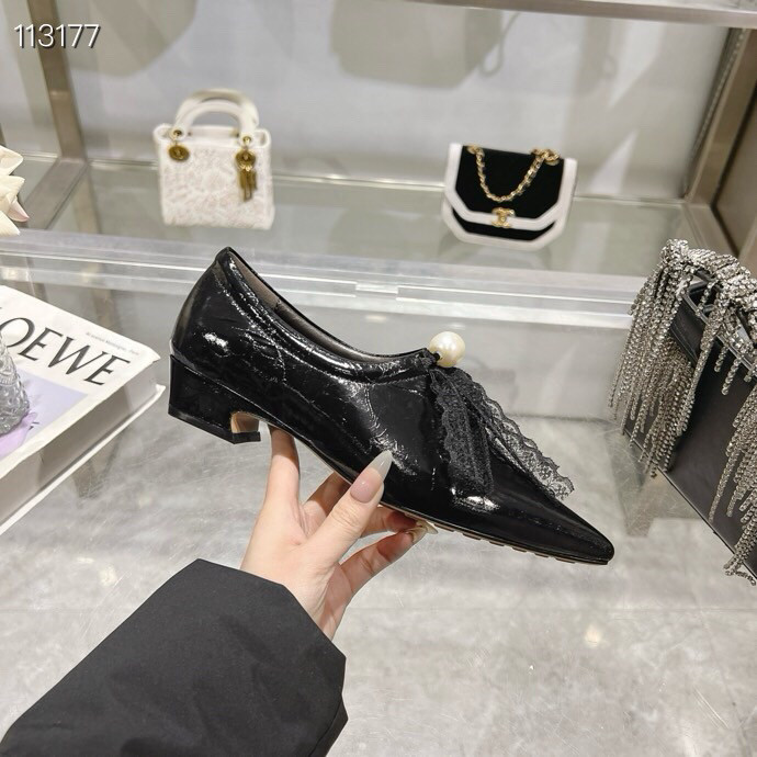 名媛单鞋欧洲站2025早春新款欧货真皮尖头浅口蝴蝶结低帮单鞋女鞋