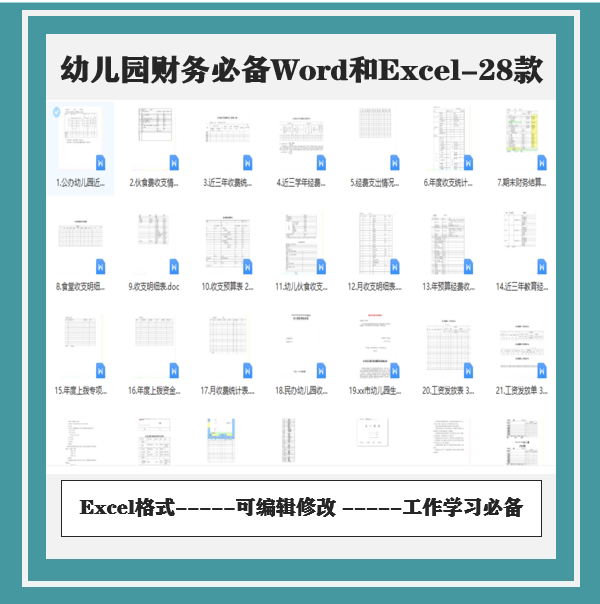 幼儿园财务表格收支进出账经费票据明细资产管理会计报表函数59