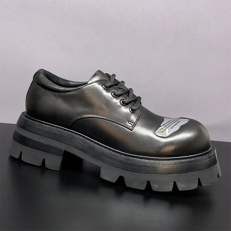 真皮厚底德比鞋米奇大头皮鞋男鞋