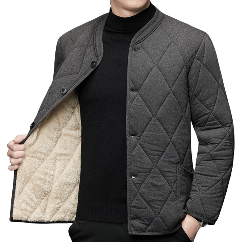 WOODPECKER DAD WINTER CLOTHES MENS COTTON JACKET FLEECE THICKENED OLD MAN GRANDFATHER WEARING COTTON CLOTHES OLD MAN CAMEL HAIR COTTON CLOTHES MAN