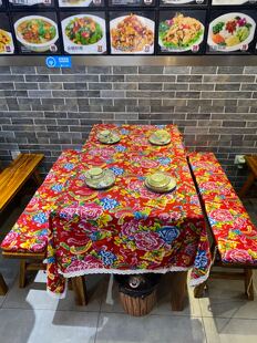 东北花布农家院印染兰花布料糊墙乡村土菜馆民族风情桌布椅套