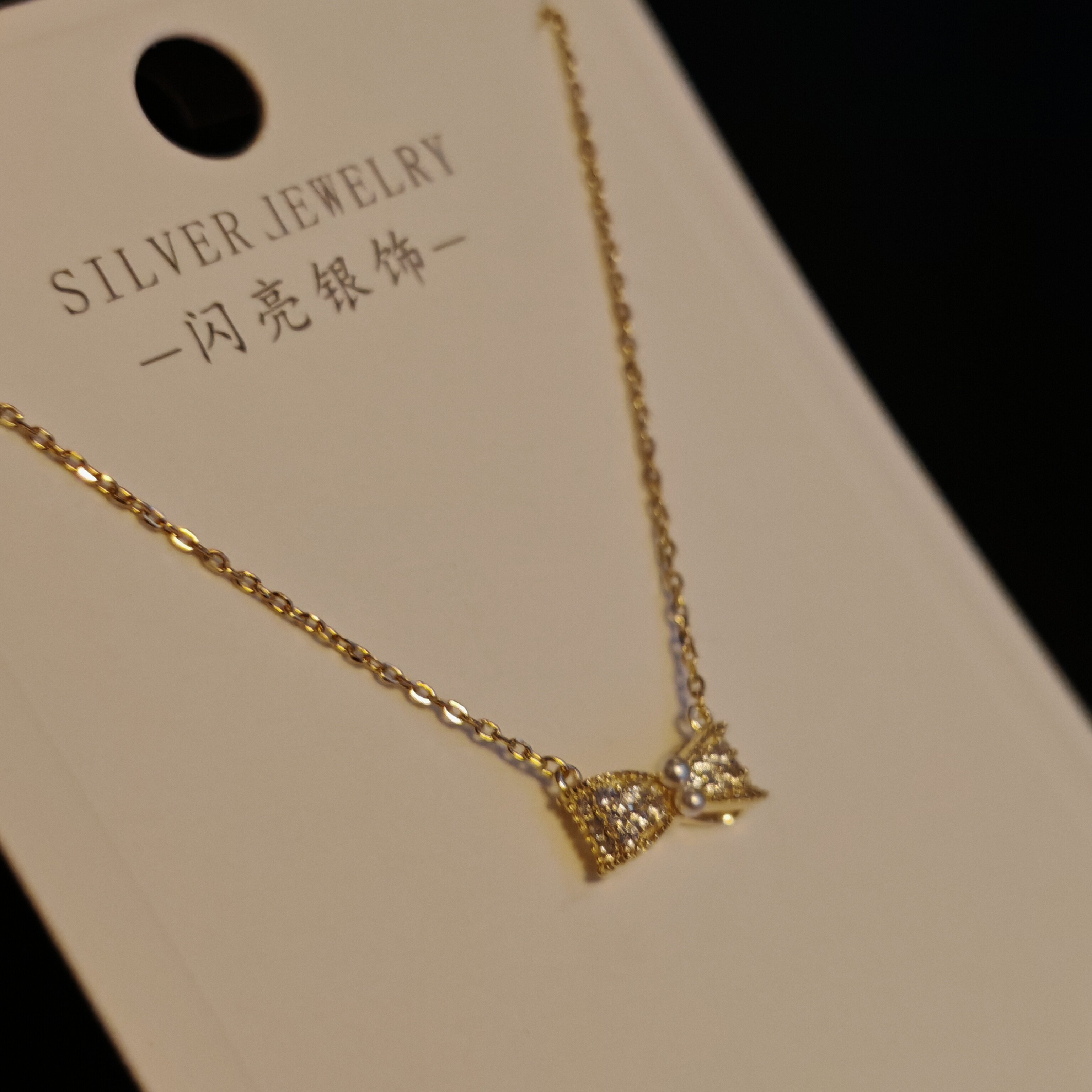 925纯银项链通勤小精致领结蝴蝶结项链小众设计高级锁骨链首饰