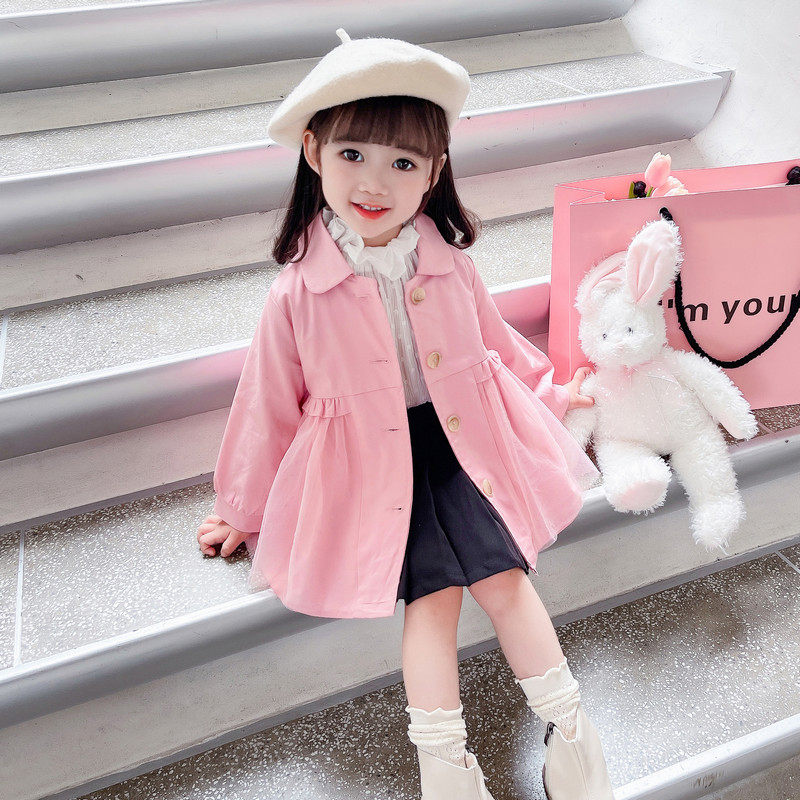 女童中长款风衣春秋2026新款洋气韩版儿童小女孩外套春装宝宝上衣