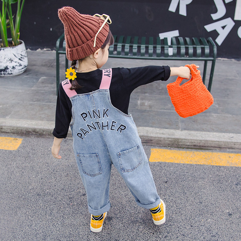 女童牛仔裤春秋洋气外穿背带裤子