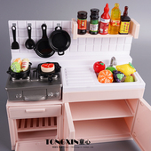 迷你厨房洗碗台迷你厨房玩具牛排蔬菜食玩套装 儿童过家家玩具摆件