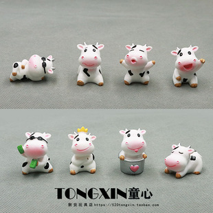 仿真可爱小动物模型超迷你小奶牛卡通玩具塑料公仔微景观静态摆件