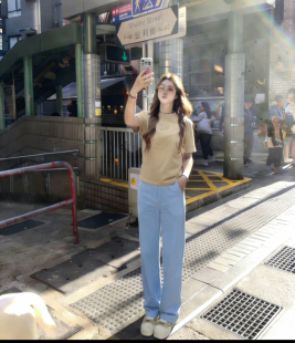 T恤百搭上衣纯色 女纯棉短袖 Wang短袖 新款