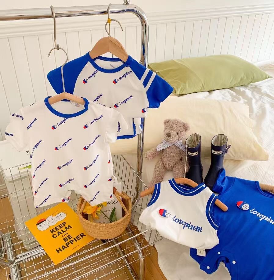 2022新款爬服套装连体衣婴幼儿男宝宝运动潮字母纯棉夏季休闲哈衣