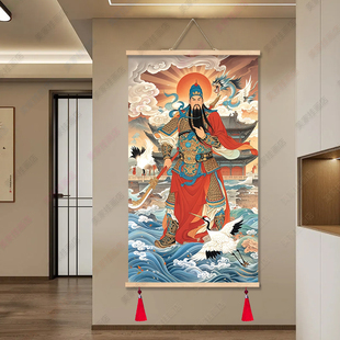 关公画像挂画武财神招财关圣帝君画像客厅卧室装饰画中国风卷轴画