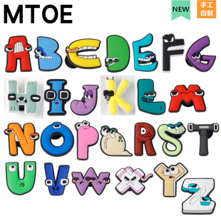 MTOE 软胶搞怪26英文字母Croc洞洞鞋配饰diy鞋扣配件鞋花鞋带扣