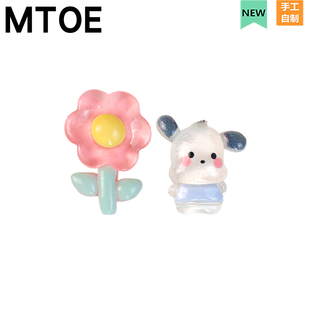 花备注1 MTOE 扣native浦西鞋 配饰diy鞋 小白狗粉花Crcs洞洞鞋