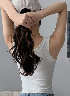 夏季薄款百搭遮副乳纯色打底螺纹工字背心女黑色内搭修身上衣吊带