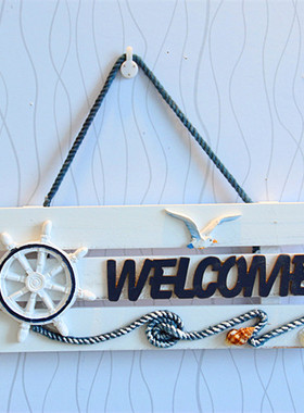 welcome欢迎光临装饰挂牌 地中海海洋风格门挂牌装饰品 装饰壁饰