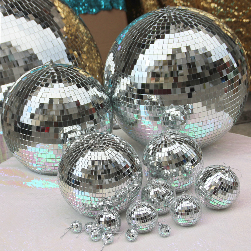 迪斯科镜面反光玻璃球 酒吧演出舞台灯光镭射球 派对场景道具装饰