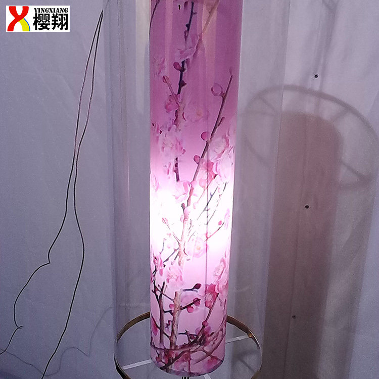 商场中庭美陈灯光春节场景发光桃花灯笼场景吊饰玫红铁艺桃花瓣