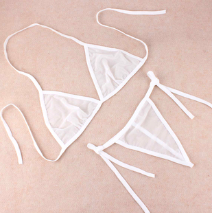 性感内衣女诱惑超薄网纱文胸罩丁字裤套装系带大码低腰女士文胸