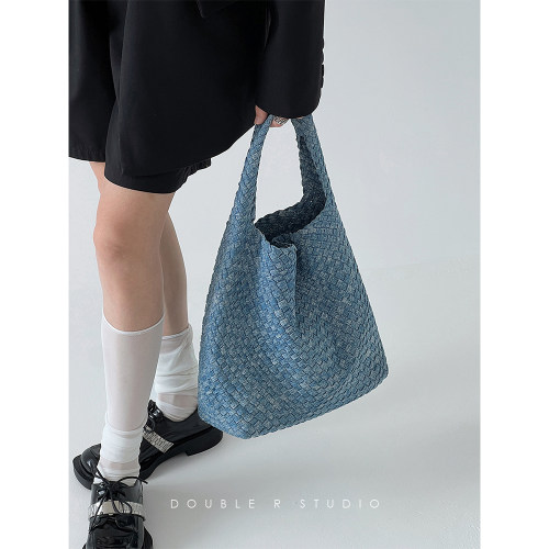 Double.r小瑞靓包牛仔编织单肩包