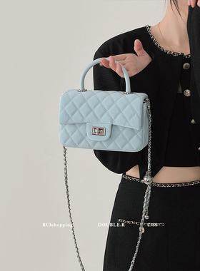 小瑞靓包 蓝色泡沫 菱格小方包链条包包女2025新款手提单肩斜挎包