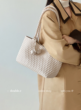 原创·纯手工 见秋山 编织托特包包女包2025新款单肩腋下包大容量