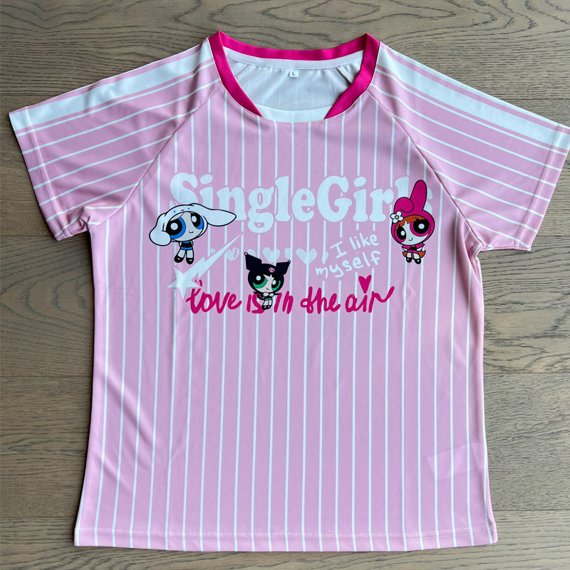 夏季飞天小女警联名速干网眼透气T恤球衣插肩袖短袖女羽毛球服潮