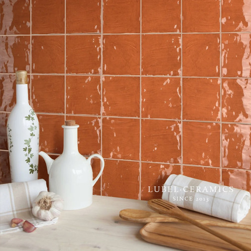 复古摩洛哥橙色手工小方砖