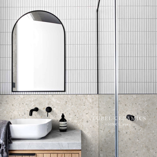 北欧白色竖条弧形面马赛克