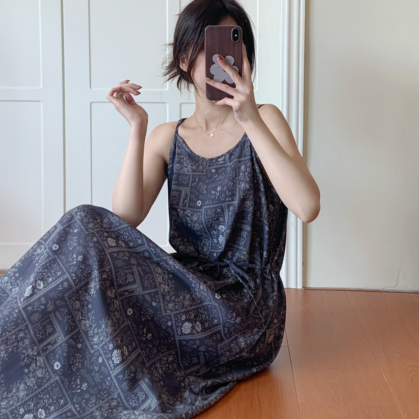 长款棉绸睡裙女夏人造棉睡衣裙绵绸吊带连衣裙薄款大码外穿高级感