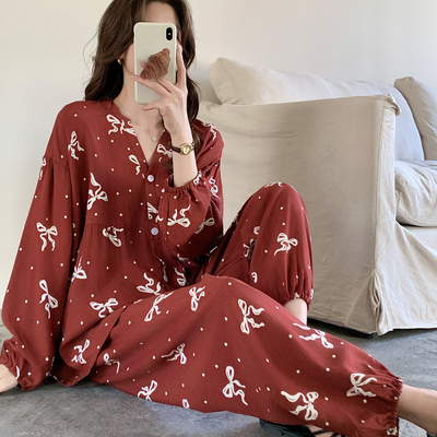 棉绸睡衣女春秋夏薄长袖绵绸家居服妈妈人造棉套装大码胖MM小个子