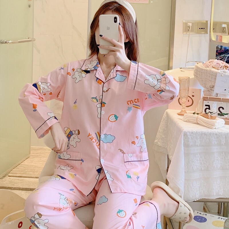 女梭织棉布全棉卡通睡衣家居服