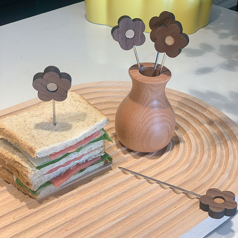 日式不锈钢水果叉套装可爱水果签