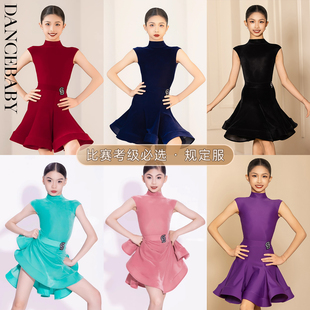 丝绒规定服DAS721 Dancebaby拉丁舞比赛服演出服黑池拉丁舞服无袖