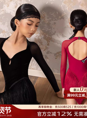 Dancebaby拉丁舞服女童舞蹈服2025新款冬装比赛服舞裙连衣裙D72