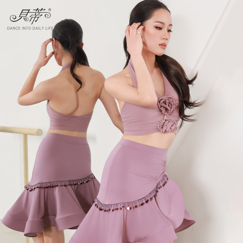 贝蒂新款拉丁舞女士上衣挂脖背心