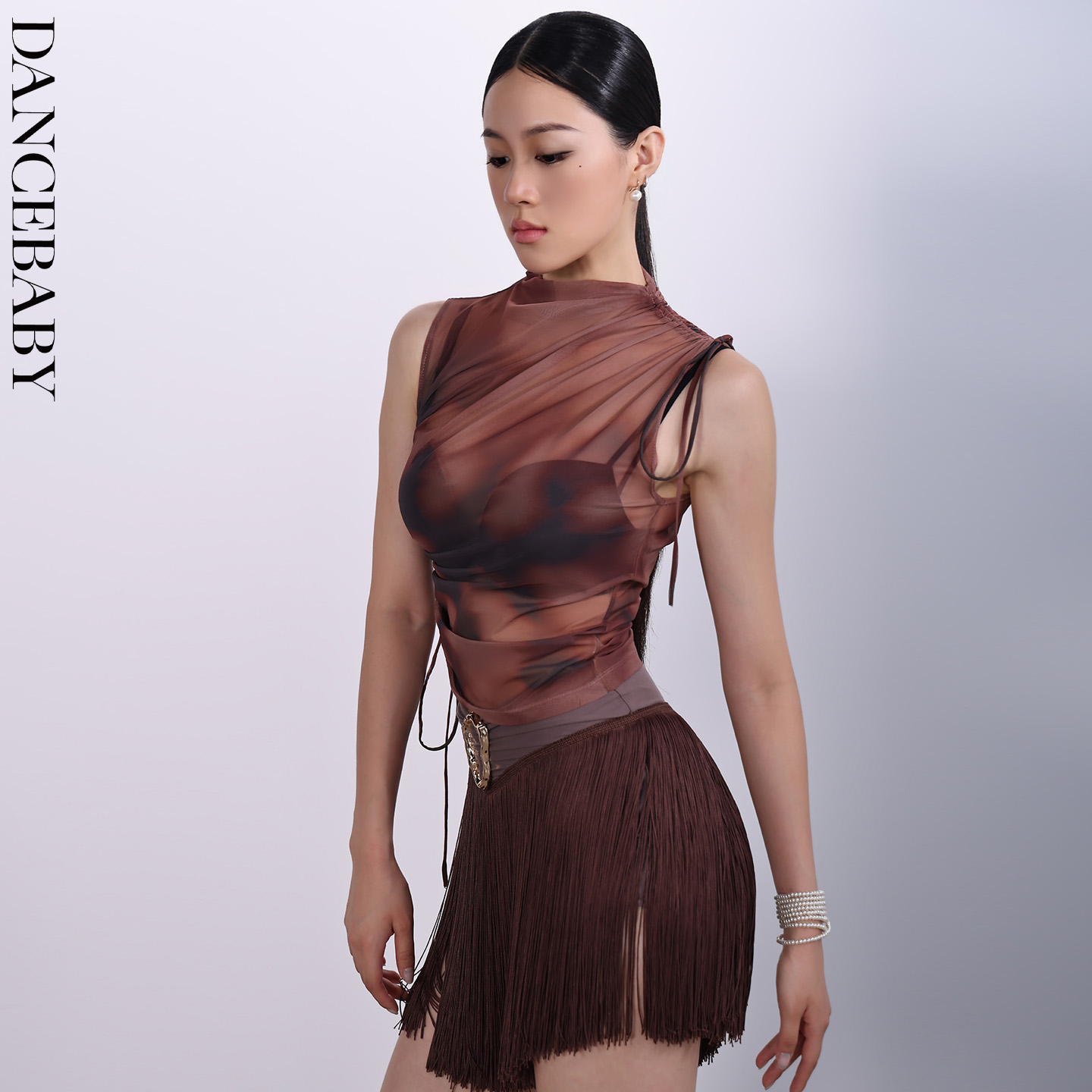 Dancebaby拉丁舞抽绳上衣