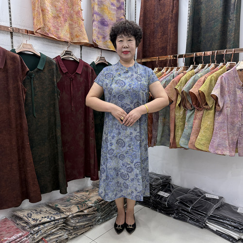 中年妈妈夏季新款立领真丝改良旗袍连衣裙短袖女2025国风复古裙子