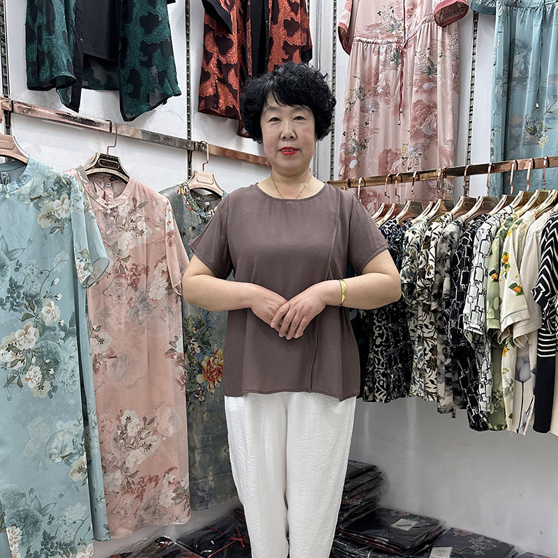中年妈妈薄款天丝棉T恤休闲套装图片