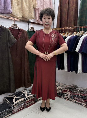 五一嫁女儿妈妈装婚宴礼服鱼尾裙女高贵喜婆婆两件套红色旗袍裙新