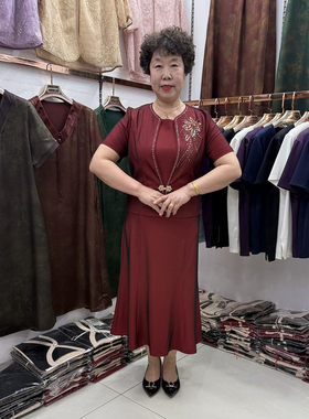 五一嫁女儿妈妈装婚宴礼服鱼尾裙女高贵喜婆婆两件套红色旗袍裙新