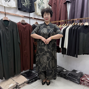 女50多岁显瘦加肥加大套裤 立领桑蚕丝流行花色减龄套装 款 妈妈夏季