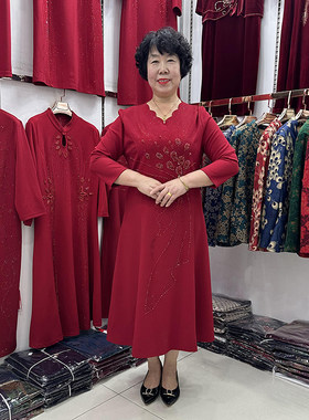 喜婆婆冬礼服妈妈参加婚礼连衣裙