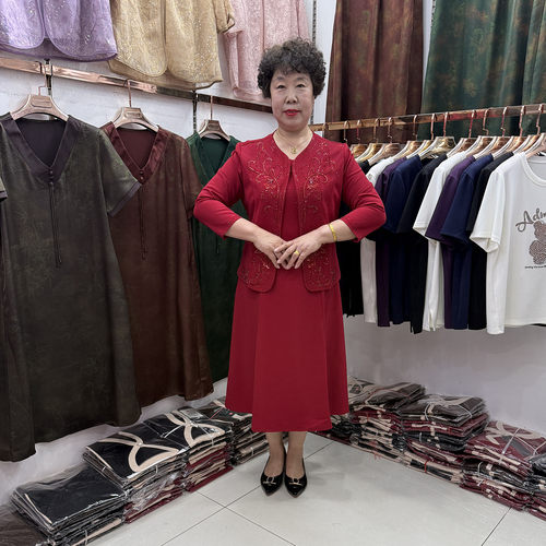 五一喜婆婆婚宴两件套女披肩 + 连衣裙2026妈妈婚礼礼服遮肚套装