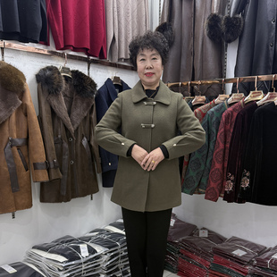 【新年款】中老年秋冬新款翻领貂绒外套女小个子妈妈中式毛呢大衣