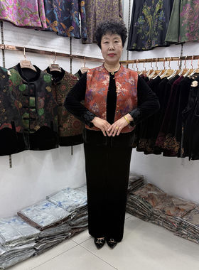 中年妈妈秋季新中式马甲坎肩上衣短款2026年拼色国风时尚两件套